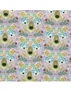 Tissu popeline de coton - Ours lilas 2