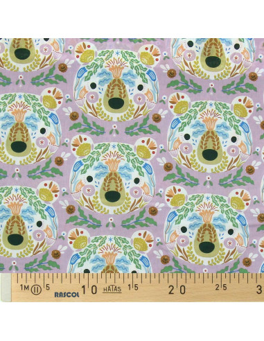 Tissu popeline de coton - Ours lilas