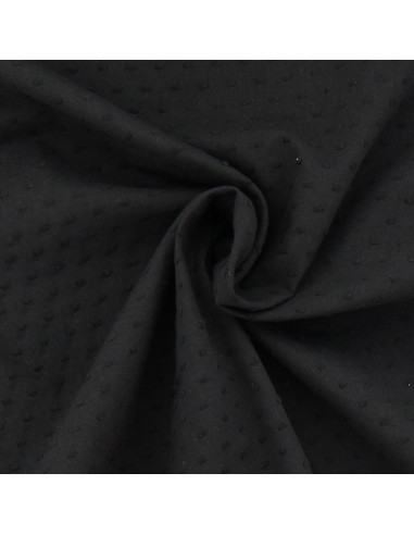Tissu coton plumetis - Noir