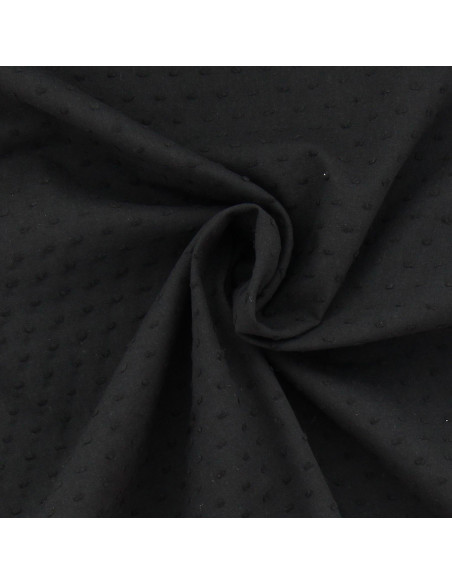 Tissu coton plumetis - Noir