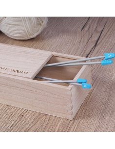 Boite de rangement en bois pour aiguilles à tricoter