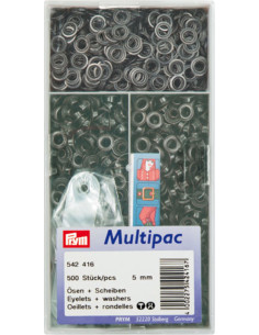 Multipac de 500 oeillets avec rondelles 5 mm - Noir