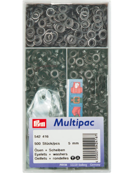 Multipac de 500 oeillets avec rondelles 5 mm - Noir