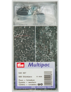 Multipac de 500 oeillets avec rondelles 4 mm - Noir