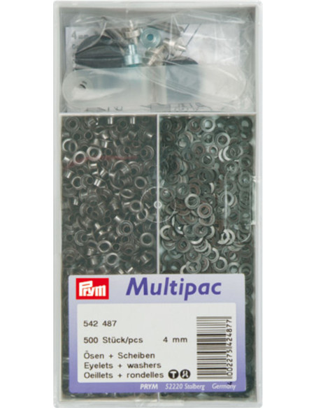 Multipac de 500 oeillets avec rondelles 4 mm - Noir