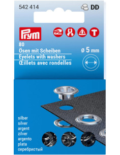 Recharge de 80 oeillets avec rondelles 5 mm - Argent