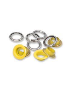 Boite de 15 oeillets avec rondelles 11 mm - Jaune