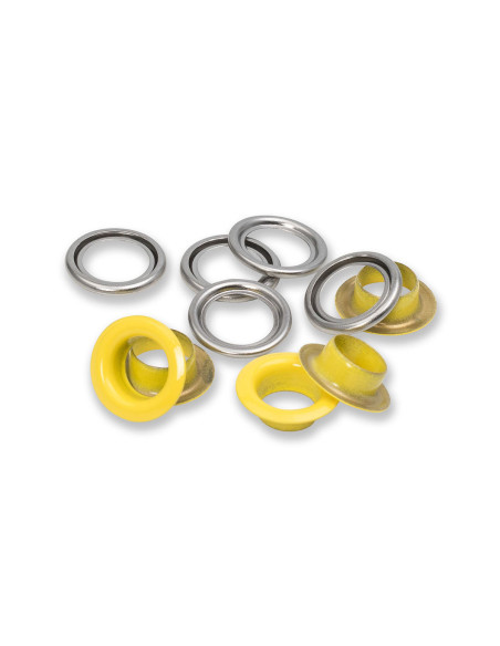 Boite de 15 oeillets avec rondelles 11 mm - Jaune