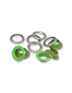Boite de 15 oeillets avec rondelles 11 mm - Vert clair