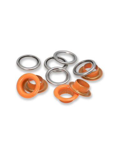 Boite de 15 oeillets avec rondelles 11 mm - Orange