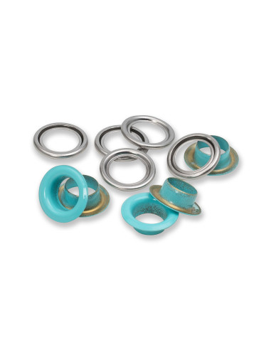 Boite de 15 oeillets avec rondelles 11 mm - Menthe