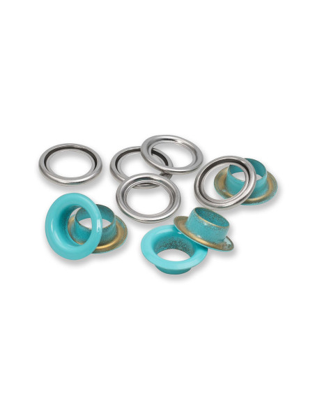 Boite de 15 oeillets avec rondelles 11 mm - Menthe
