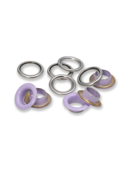 Boite de 15 oeillets avec rondelles 11 mm - Lilas
