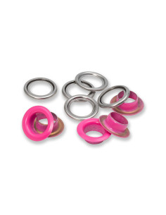 Boite de 15 oeillets avec rondelles 11 mm - Fuchsia