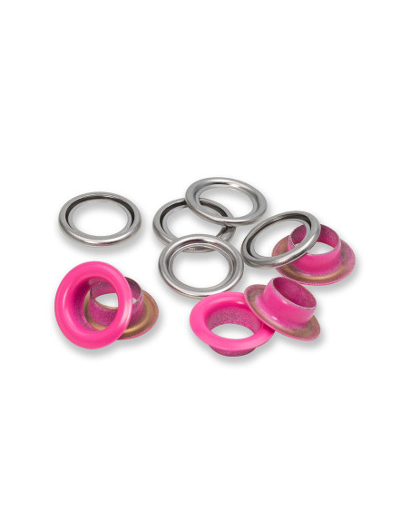 Boite de 15 oeillets avec rondelles 11 mm - Fuchsia