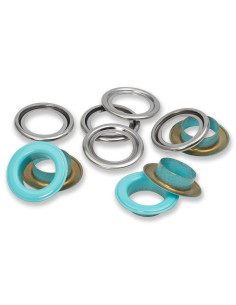 Boite de 15 oeillets avec rondelles 14 mm - Menthe