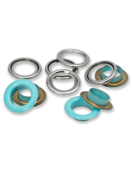 Boite de 15 oeillets avec rondelles 14 mm - Menthe
