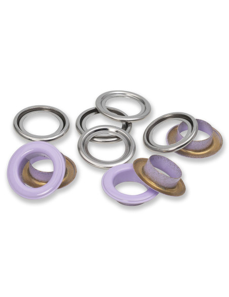 Boite de 15 oeillets avec rondelles 14 mm - Lilas