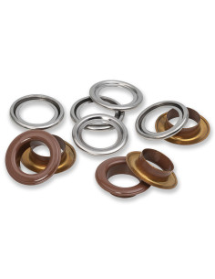 Boite de 15 oeillets avec rondelles 14 mm - Brun foncé