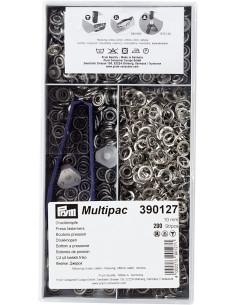 Multipac de 200 boutons pression Jersey - Argent 10mm