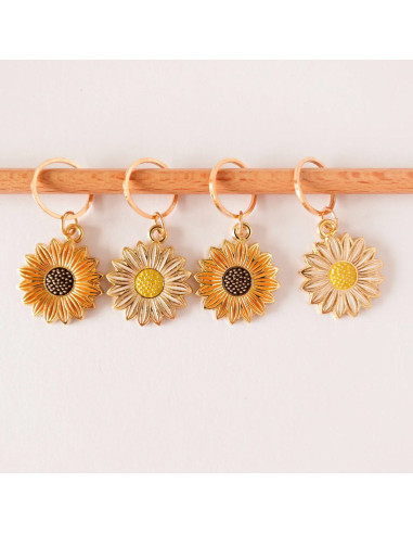 Lot de 4 anneaux marqueurs de maille - Tournesol