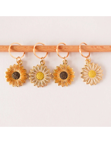 Lot de 4 anneaux marqueurs de maille - Tournesol