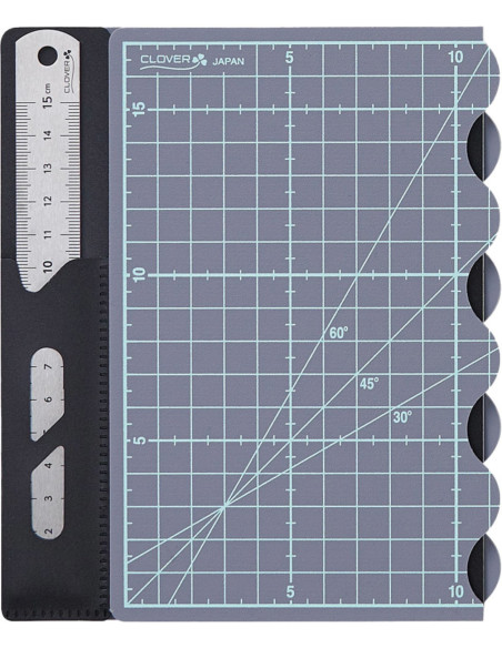 Tapis de découpe pliable Clover avec réglet métal - 18 cm x 29 cm