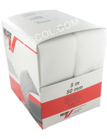 VELCRO® Brand à coudre blanc 50 mm de large boite de 5 mètres