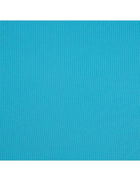 Tissu jersey coton côtelé - Bleu turquoise