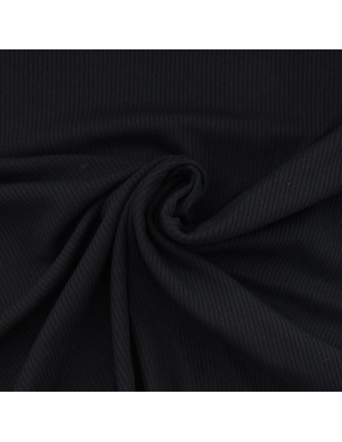 Tissu jersey coton côtelé - Noir