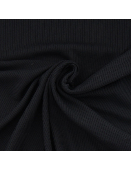 Tissu jersey coton côtelé - Noir
