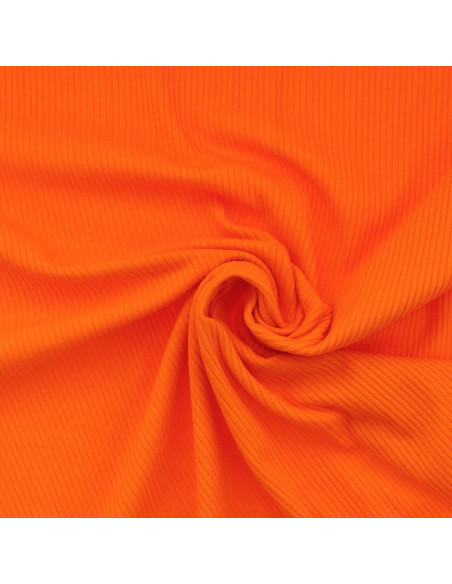 Tissu jersey coton côtelé - Orange