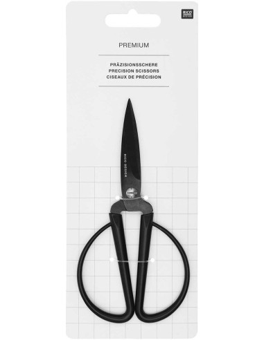 Ciseaux de précision grands anneaux noirs Rico Design 14 cm