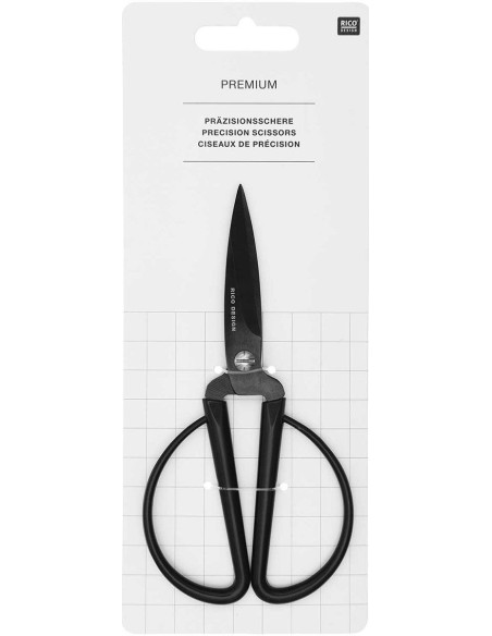 Ciseaux de précision grands anneaux noirs Rico Design 14 cm