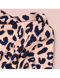 Tissu twill viscose - Urban Leo Pêche et indigo