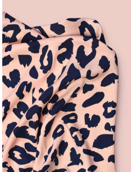 Tissu twill viscose - Urban Leo Pêche et indigo