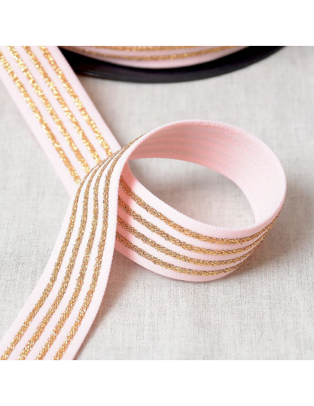 Élastique 4 bandes métalliques - Rose et or