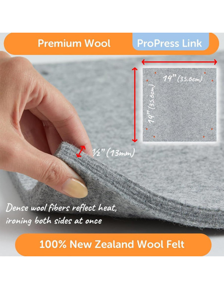 Tapis de repassage en laine évolutif 35 cm x 35 cm Pro Press Link Oliso