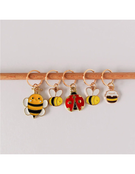 Lot de 5 anneaux marqueurs de maille - Bee Happy