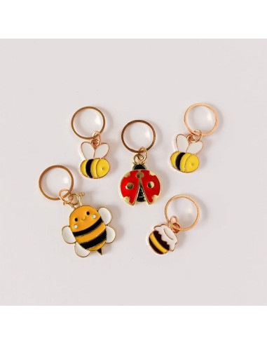 Lot de 5 anneaux marqueurs de maille - Bee Happy
