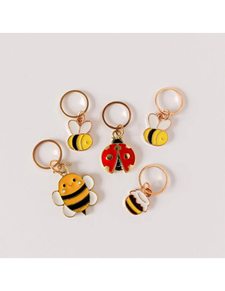 Lot de 5 anneaux marqueurs de maille - Bee Happy