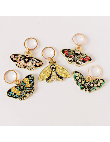 Lot de 5 anneaux marqueurs de maille - Papillons