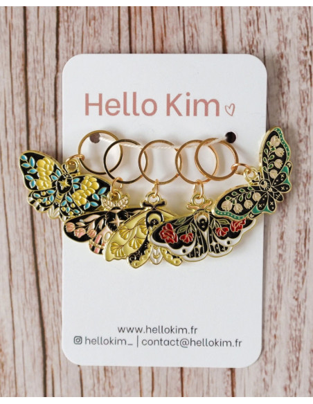 Lot de 5 anneaux marqueurs de maille - Papillons