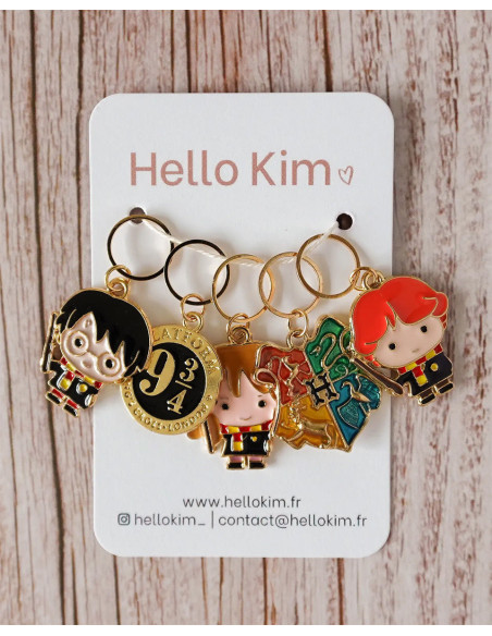 Lot de 5 anneaux marqueurs de maille - Petits sorciers