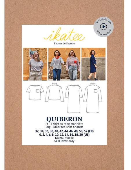 Patron de t-shirt ou robe marinière Quiberon - Ikatee