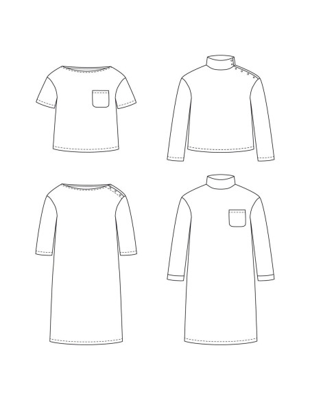 Patron de t-shirt ou robe marinière Quiberon - Ikatee