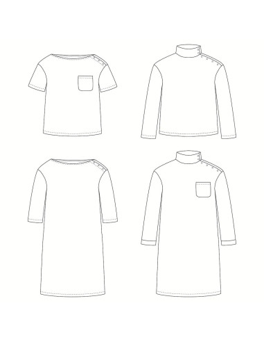 Patron de t-shirt ou robe marinière Quiberon Kids - Ikatee
