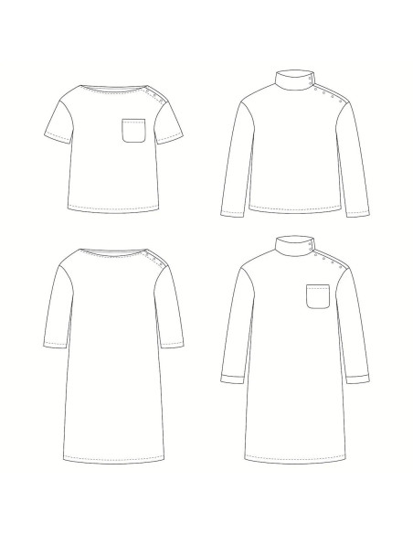 Patron de t-shirt ou robe marinière Quiberon Kids - Ikatee