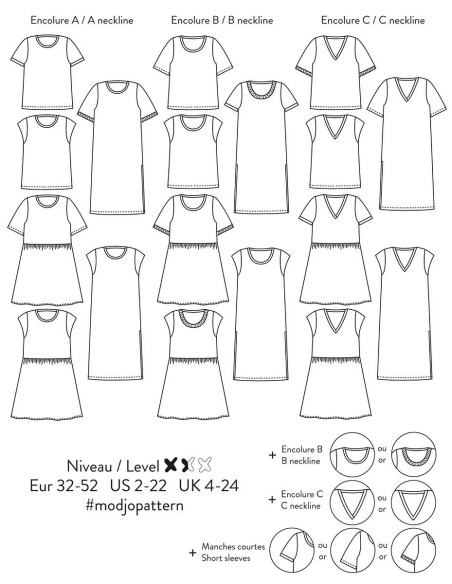 Patron de T-shirt et robe Modjo - Atelier Scämmit