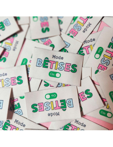 Lot de 6 étiquettes tissées - Bêtises
